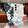 Матовый чехол для телефона с цветочным узором и текстурой из кожи для Samsung S25 Ultra S24 FE S23 S22 A36 A56 A16 A55 A26 A15 A35, тонкий противоударный мягкий чехол-накладка из ТПУ