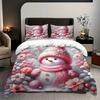 Рождественский Снеговик Узор 3D Принт Комплект Постельного Белья Милый Розовый Стиль Набор Пододеяльников Мягкий Удобный Домашний Роскошный Набор Покрывал
