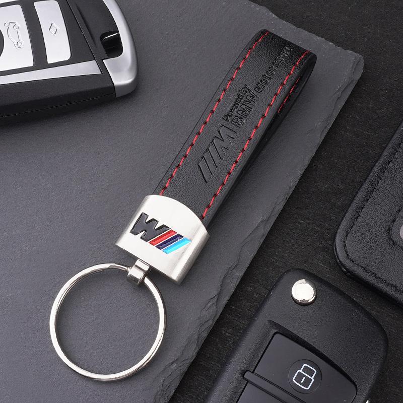 For BMW M E46 E90 E60 Zinc Alloy Car Keychain Leather Key Rings For BMW M Emblem E46 E36 E34 F10 E90 F30 E60 F30 E53 E30 E92 E87 Auto Accessories q00