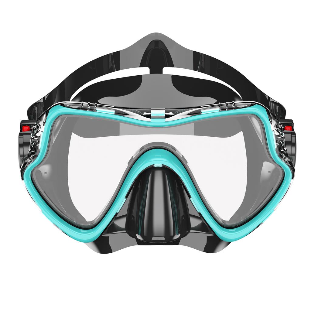 Diving Mask Swimming Goggles Scuba Snorkel Silicone Skirt Tempered Glass Panoramic HD for Adult Youth Anti-Fog with Nose Cover