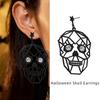 Готические серьги «Черный череп» для женщин - Акцент из стразов, Идеальны для Хэллоуин-вечеринок