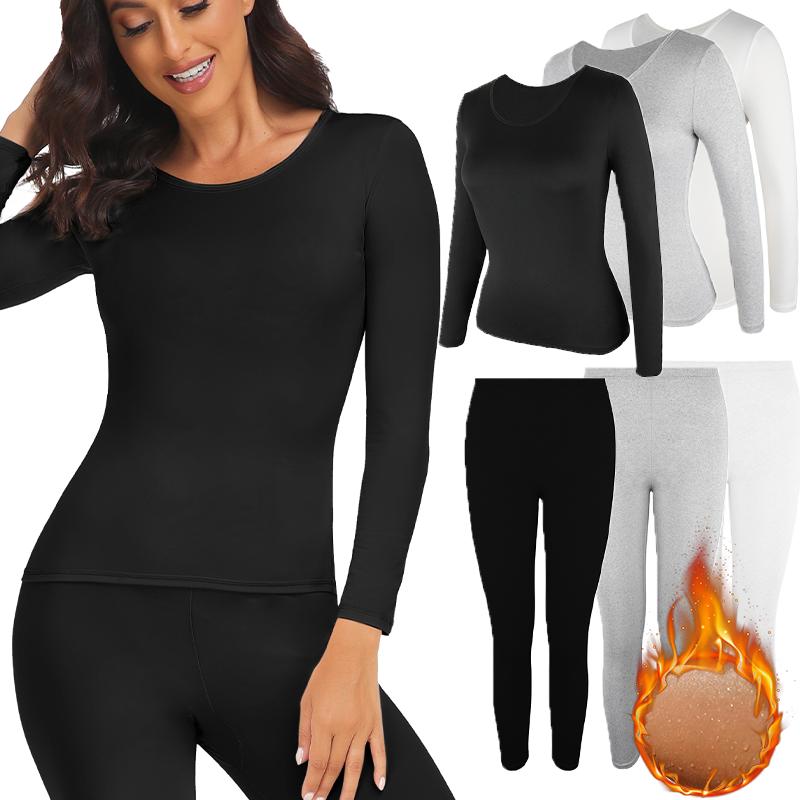 2 Pieces Long John Top And Pant Thermal Underwear Suits Women Autumn Winter Under Layer Clothes Seamless Warm Sets