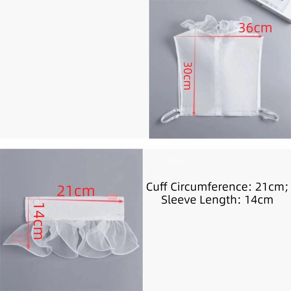 Полиэстер Отделка Ложный Воротник Дизайн с Оборками Дышащий Съемный Воротник Кружевная Отделка Соответствующие Манжеты На Рукава Рубашки с Короткой Длиной