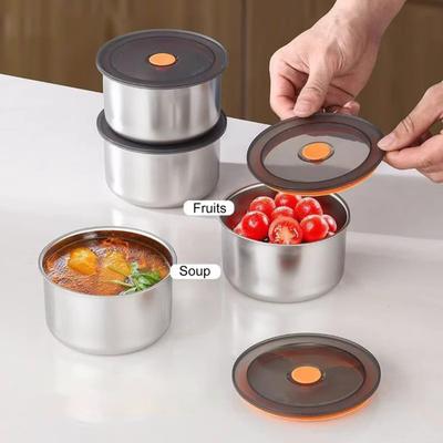 Контейнеры для хранения продуктов с крышками Контейнер из нержавеющей стали Штабелируемые Многоразовые Контейнеры для приготовления еды для перекусов, фруктов, еды на ходу, для домашнего использования