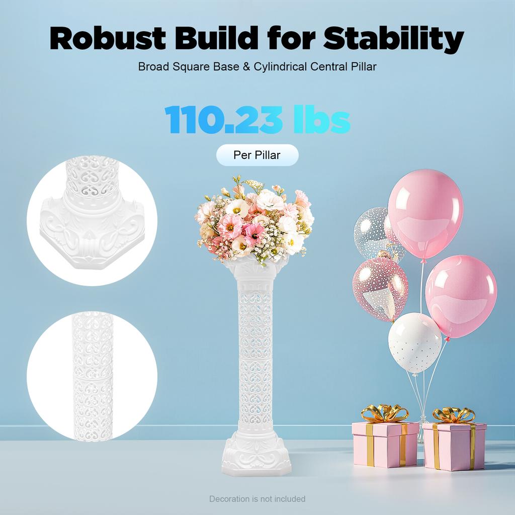 2 шт. Белые римские колонны Европейский стиль Свадебная арка Колонна для вечеринки Садовый декор Центральный элемент Узор в виде сердца