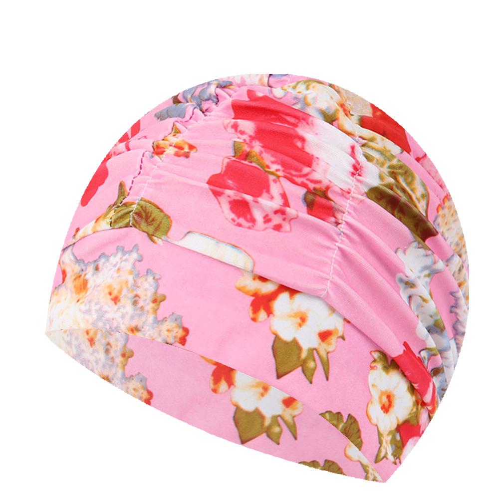 Женская купальная шапочка большого размера с цветочным плиссе - Неплотная посадка, однотонная, модный тканевый дизайн