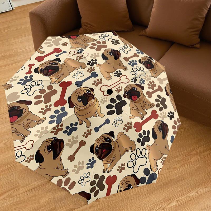 1PC Pug Bone Umbrella-8-Rib Reinforced Portable Folding Travel Suitable for All Seasons Outdoor Daily Use -J0404