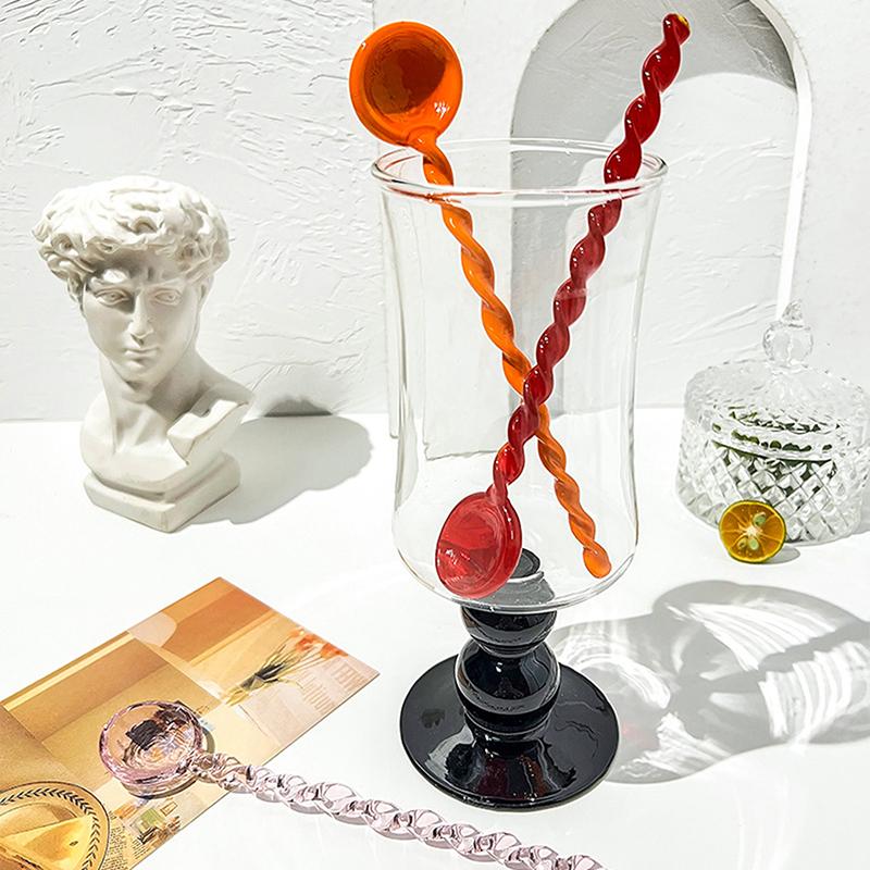 Стеклянные кофейные ложки с длинной ручкой, красочные и милые чайные ложки, кухонные принадлежности, ложка для молочного десерта и мороженого