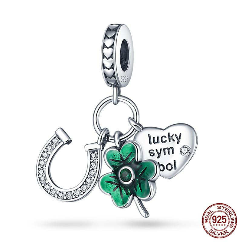 925 Silver Tree of Life Four-Leaf Clover Green Series Charms Beads Fit Qikaola 925 Original Bracelet DIY Jewelry Making