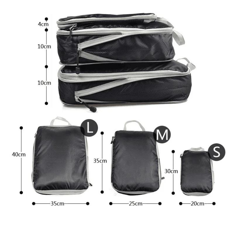 Set/3 Pieces Compressible Packing Travel Storage Bag Foldable Cubes Waterproof Portable Large Capacity Bags Luggage Organizer