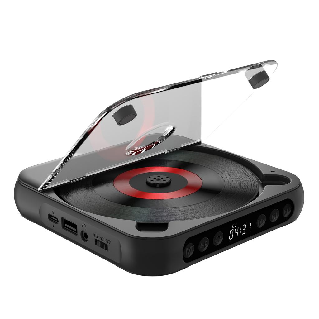 CD Player Portable BT Music Player CD Runner with Dustproof Cover 6 Modes A-B Repeat Timer Remote