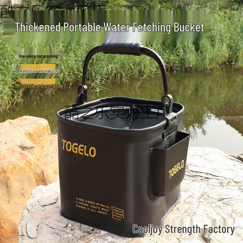 Portable Folding Fishing Bucket with Lid for Water Scooping and Fish Storage