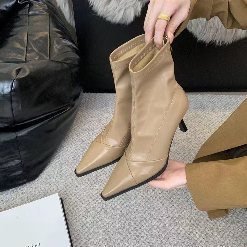 Elegant pointed elastic women's short boots autumn and winter new thin high-heeled temperament small sexy thin boots