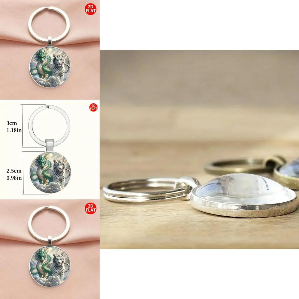 2d Dragon Themed Keyring With Glass Alloy Material For Gift And Collectors