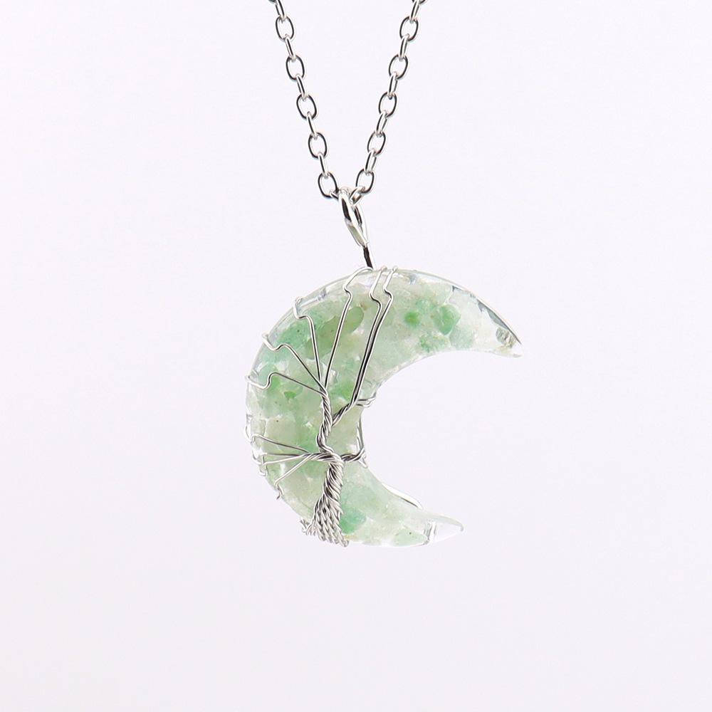 Ожерелье Chakela «Лунный Серп Древо Жизни» с Натуральными Кристаллическими Камнями