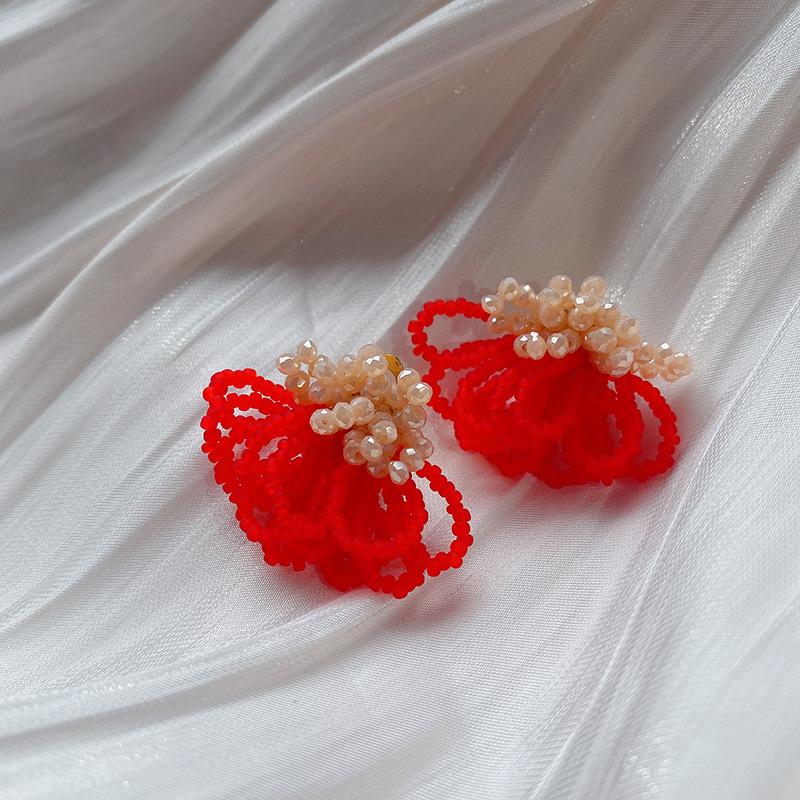Серьги-гвоздики с бахромой из жемчужных кристаллов, модные, сладкие, элегантные, с индивидуальностью, ювелирные изделия для женщин, Южная Корея