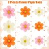9Pcs/Set Floral Pom Poms Wall Hanging Banner Pink Paper Fans  Birthday Baby Wedding Party Decoration