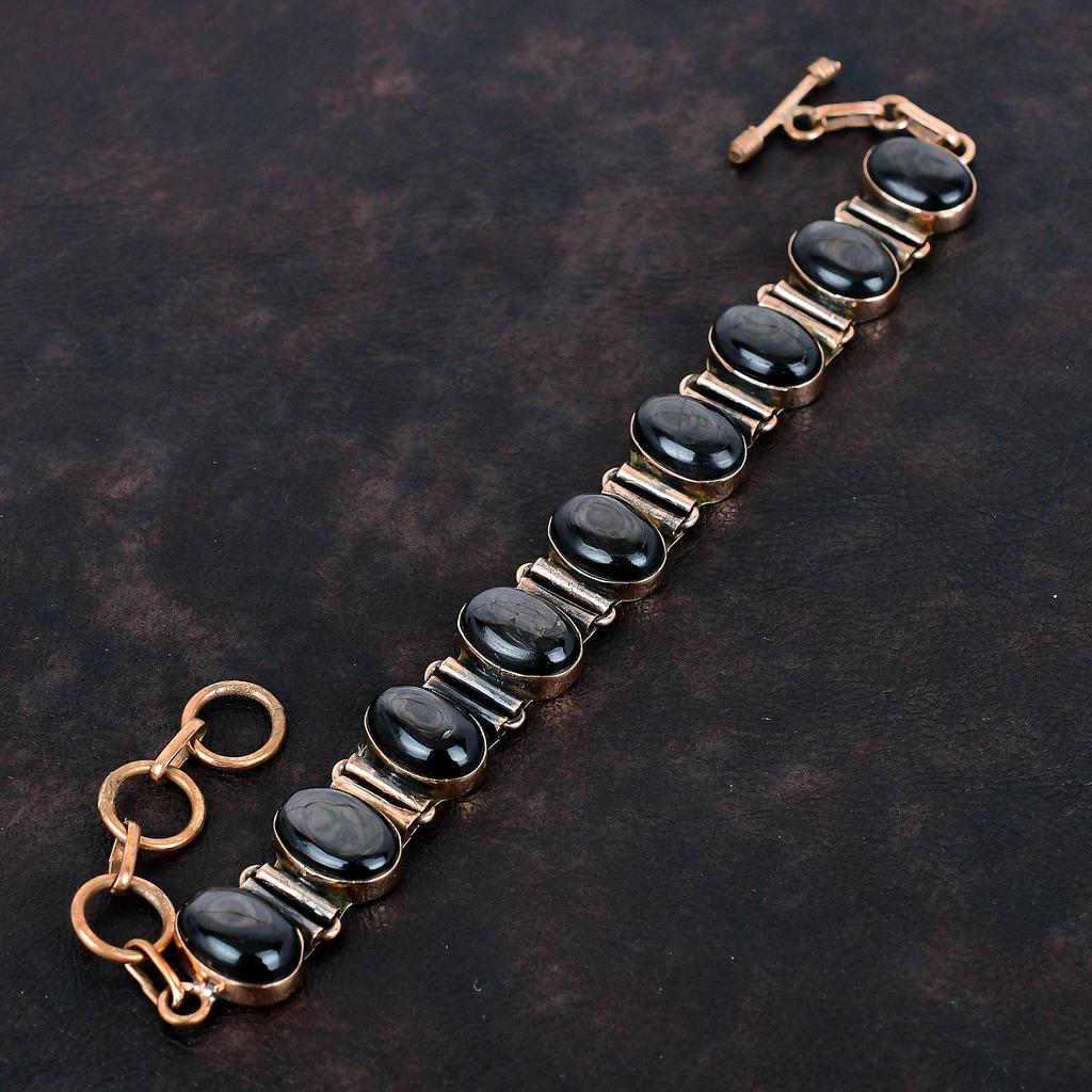 Браслет из камня гиперстен, медный браслет, браслет с регулируемой цепочкой, изящный браслет ручной работы, очень красивые медные украшения, подарки для женщин