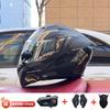 Full Face Motorcycle Helmet With Dual Visor Winter Warm Lining Bluetooth Slot Scooter Riders Men Women All Season