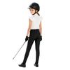 Girls Equestrian Riding Zip Up Stand Collar Ruffled Sleeves Contrast Trim Top Anti Slip Full Seat Breeches Outfit