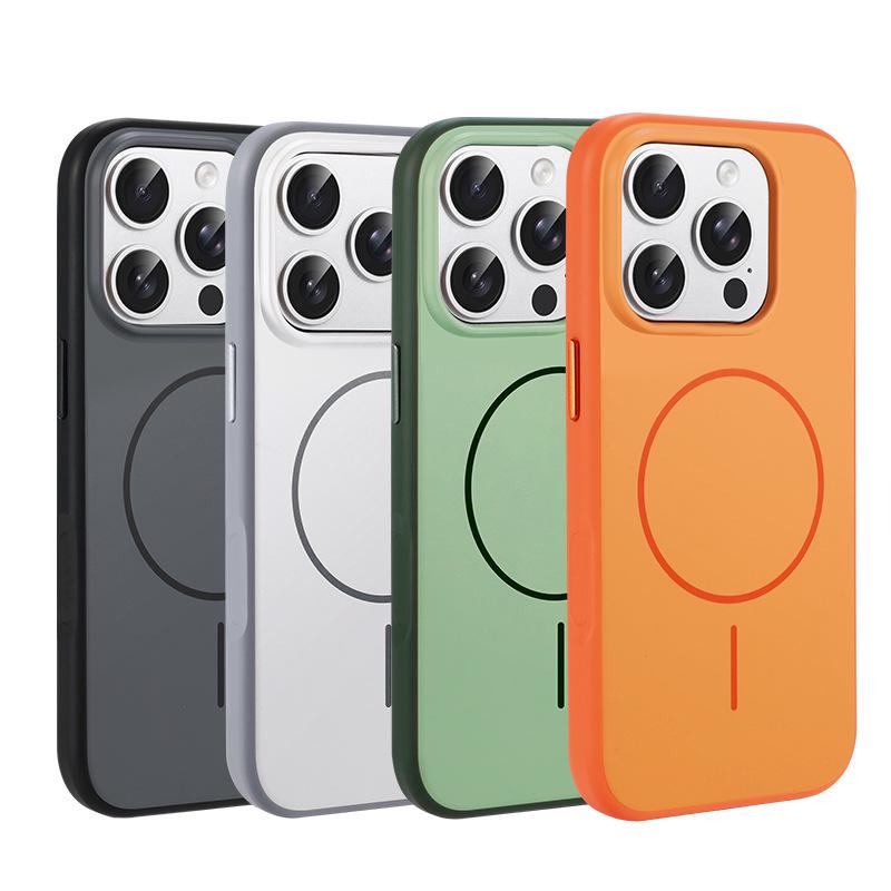Compatible iPhone 17 Pro Max Color-Block Magnetic Case, Apple 16 Skin-Feel, Drop-Proof, Soft Edge Protective Cover