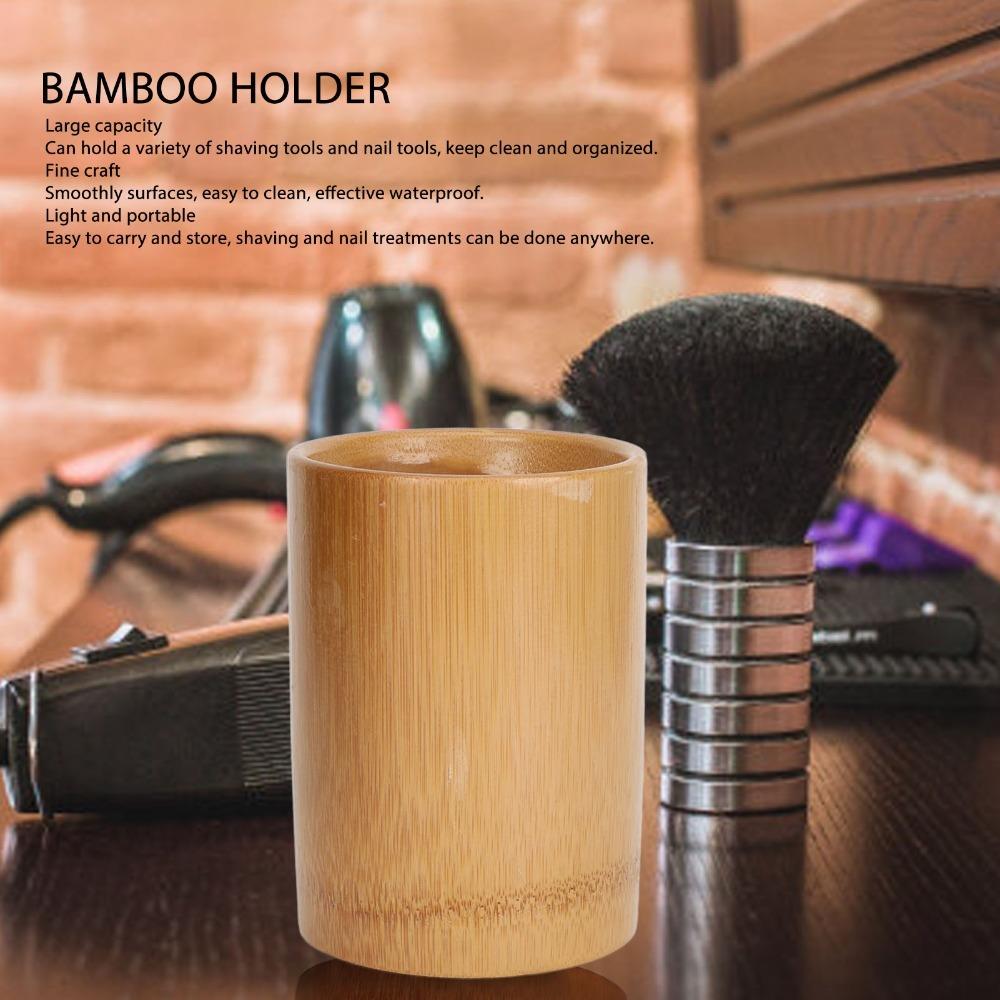 Cylinder Desktop Bamboo Storage Container Bathroom Toothbrush Cosmetic Brush Organizing