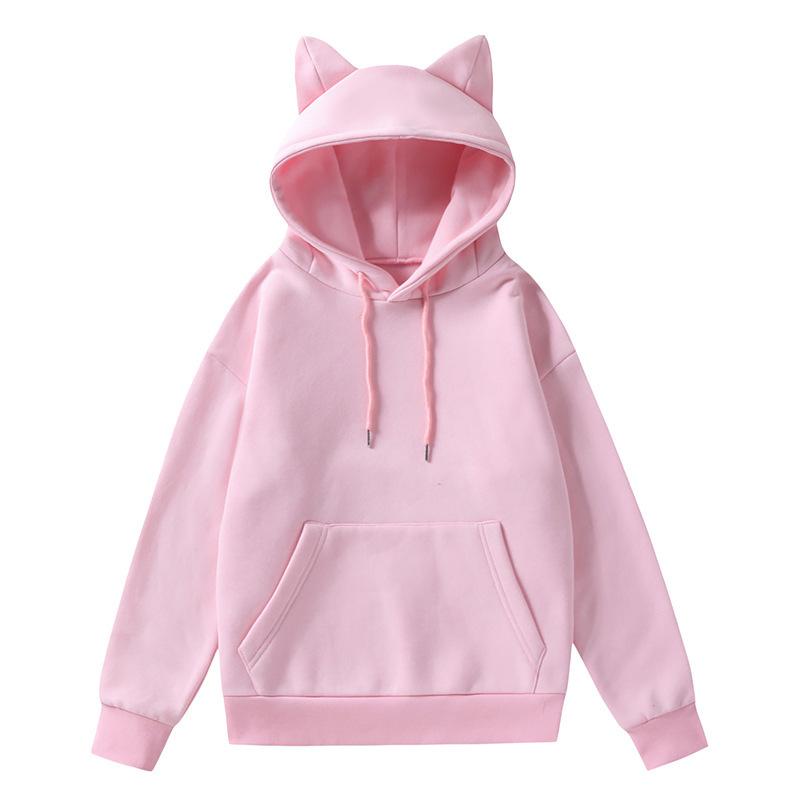 Autumn And Winter Women'S Cat Ear Design Hooded Fleece Sweater Women'S Hoodie Jacket Women