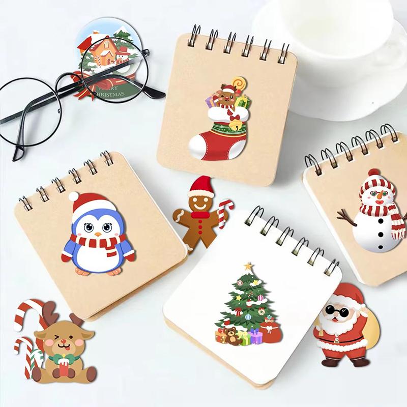 8pcs Cute Christmas Puzzle Stickers Make a Face Kids DIY Toys Assemble Sticker Games Xmas Party Favors 2025 New Year Gift