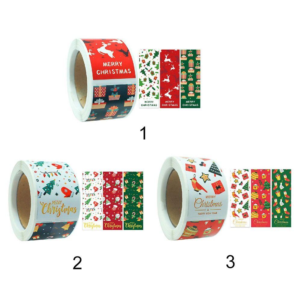 Wrapping Happy New Year Merry Christmas Stickers Santa Claus Snowman Sealing Labels Greeting Tags