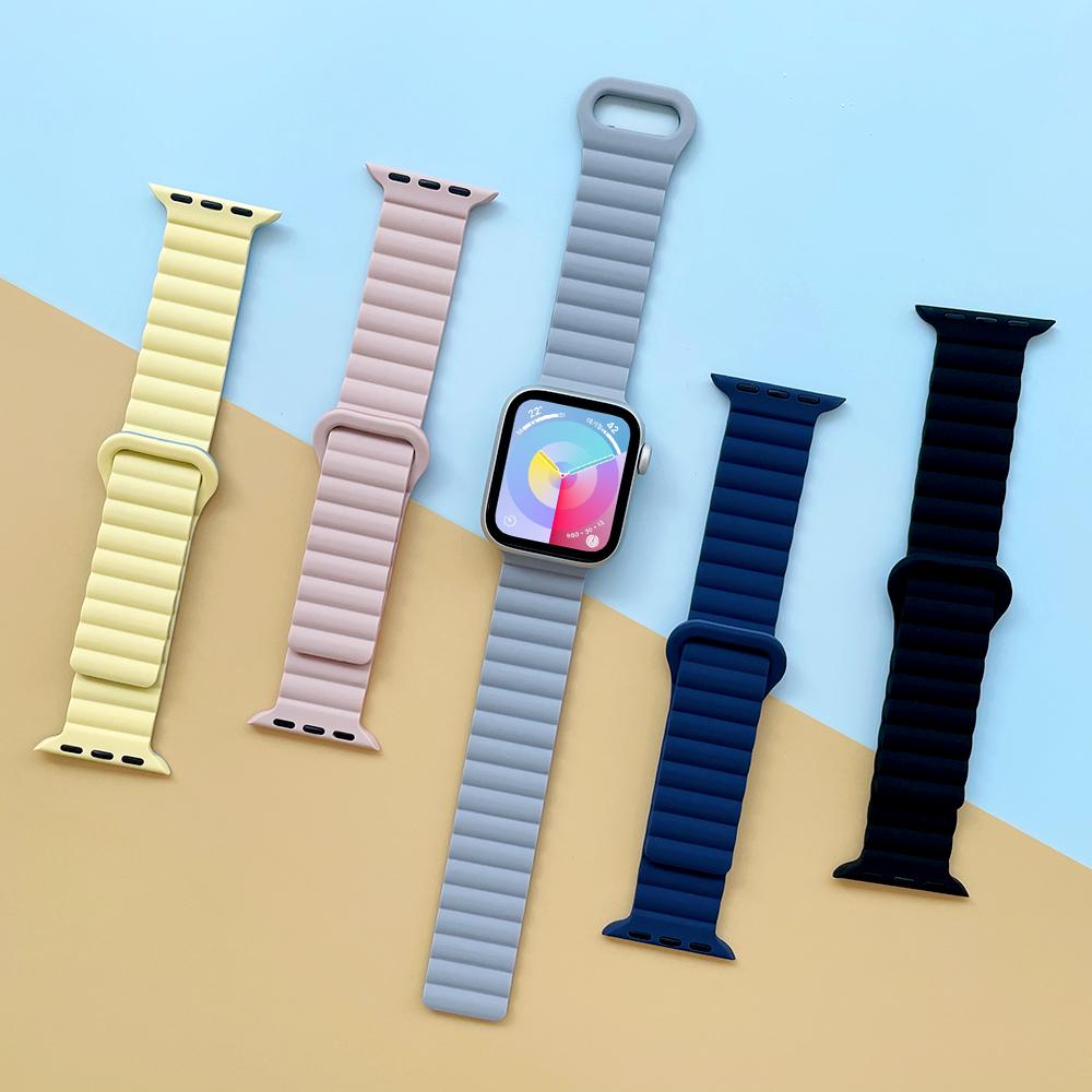 Akim Apple Watch 11 10 Ultra 3 9 8 7 Se 2-го Поколения 6 5 4 Волна Магнитный Силиконовый Ремешок