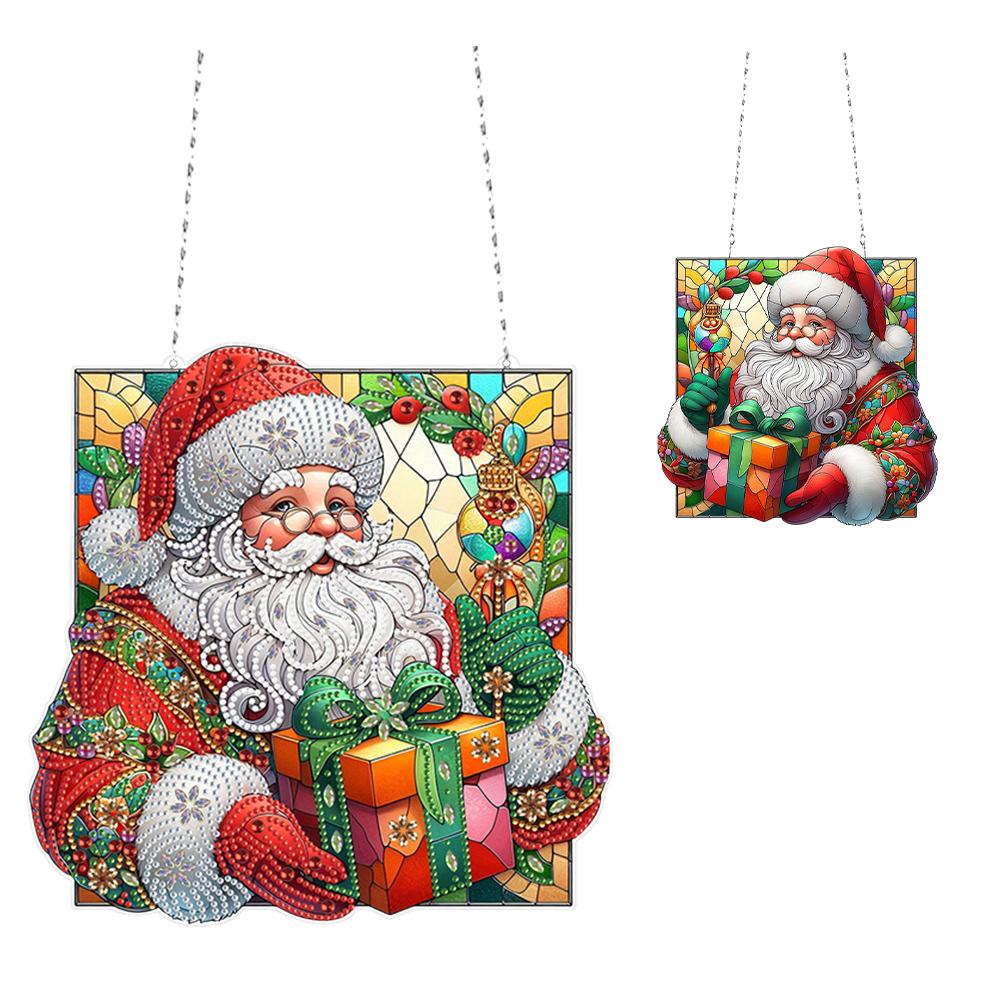 Christmas Diamond Art Hanging Pendant Acrylic Diamond Painting Home Decor 5D DIY Diamond Painting Dots Pendant for Window Decor