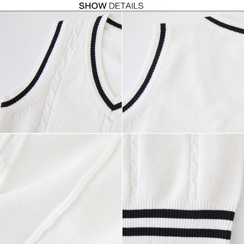 Korean Spring and Autumn Twisted V-neck Children's Knitted Vest Primary and Secondary School Uniform Boys and Girls Sweater Vest