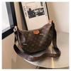 Elegant Women's 2025 Retro Monogram Dumpling Crossbody Handbag with Wide Strap and Large Capacity