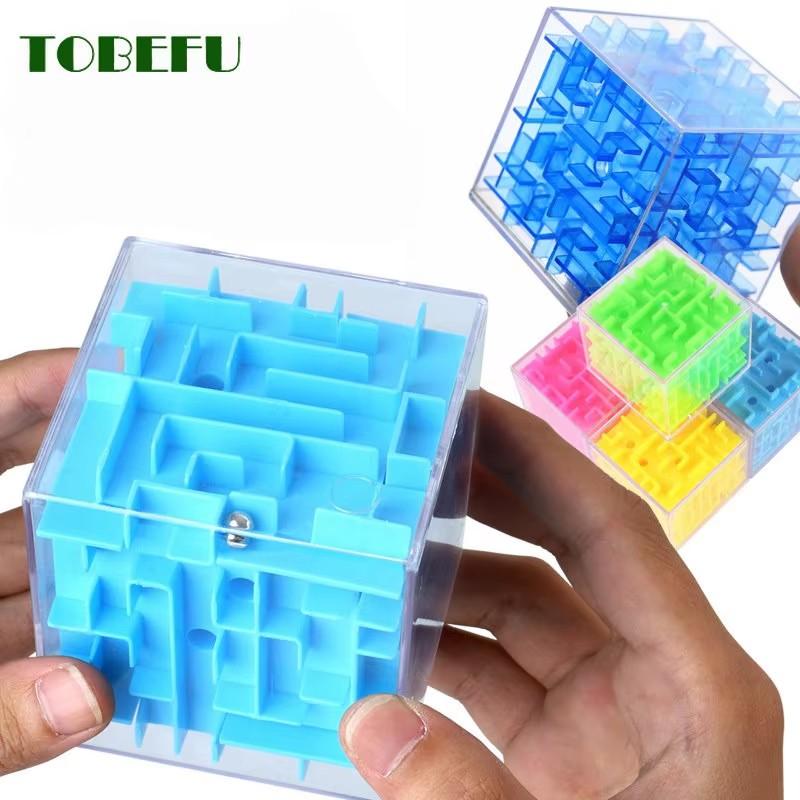 TOBEFU 3D Лабиринт Магический Куб Прозрачный Шестигранный Головоломка Кубик Рубика Игра с Катящимся Шариком Кубос Лабиринт Игрушки для Детей Развивающие