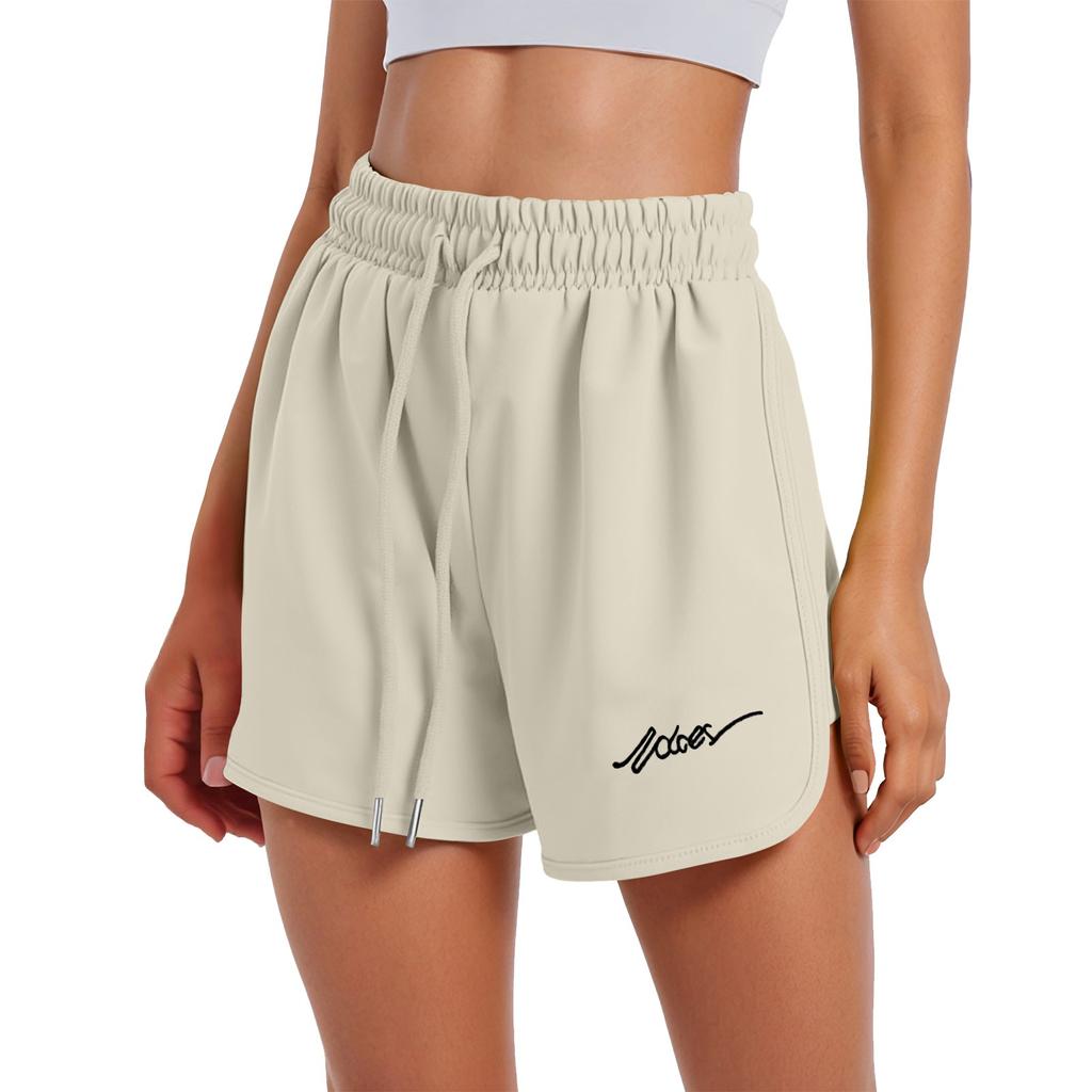 Женские спортивные шорты, повседневные свободные однотонные шорты с эластичной резинкой на талии