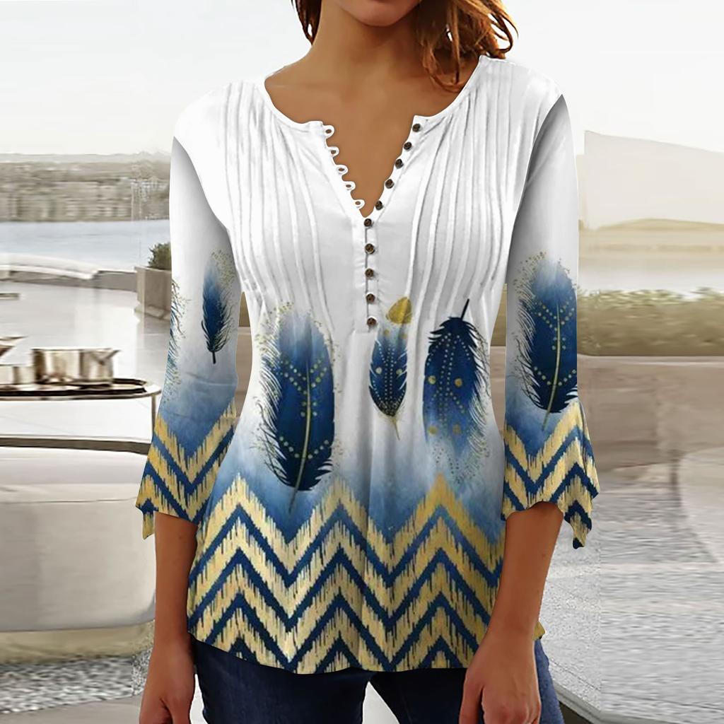 Женская рубашка с принтом на пуговицах, рубашка, леггинсы, топ