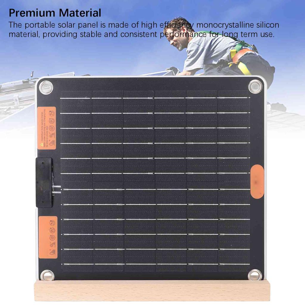 Solar Panel 20W 5V 2A Dual Type-C Output Monocrystalline Silicon Double Sided Portable Solar Panel Charger for Phone Camera Tablet