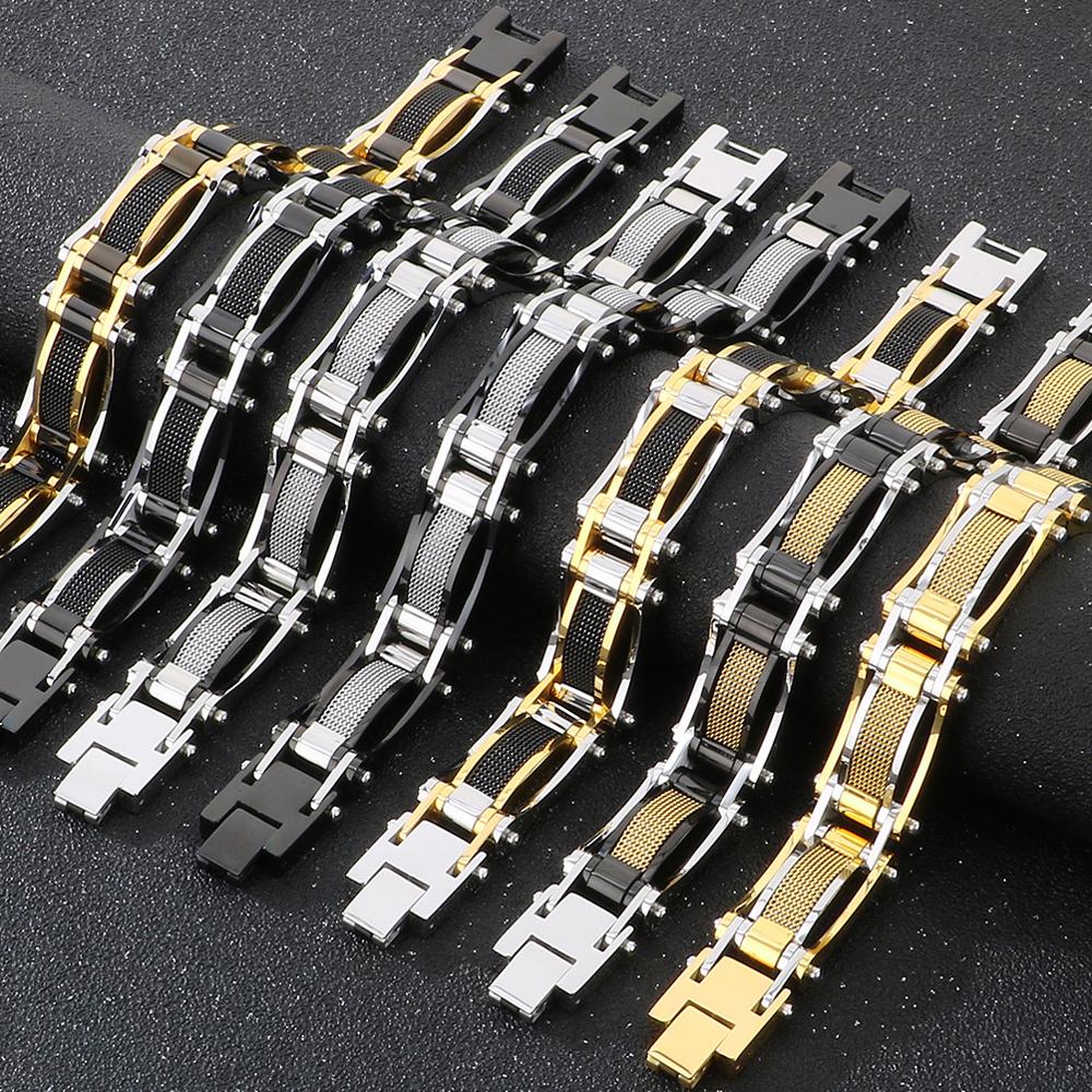 Модный крутой тяжелый браслет из нержавеющей стали для мужчин, массивный, ширина 15 мм, сетчатый стиль, цепочка, велосипедные браслеты, мужские, 7 цветов в наличии