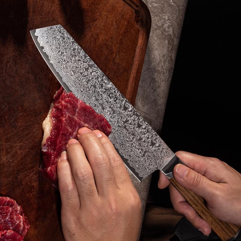 8 Inch Kiritsuke Knife 67-layer Damascus VG-10 Steel Blade Chef Slicing Cleaver Japanese Kitchen Knife Hexagonal Rosewood Handle