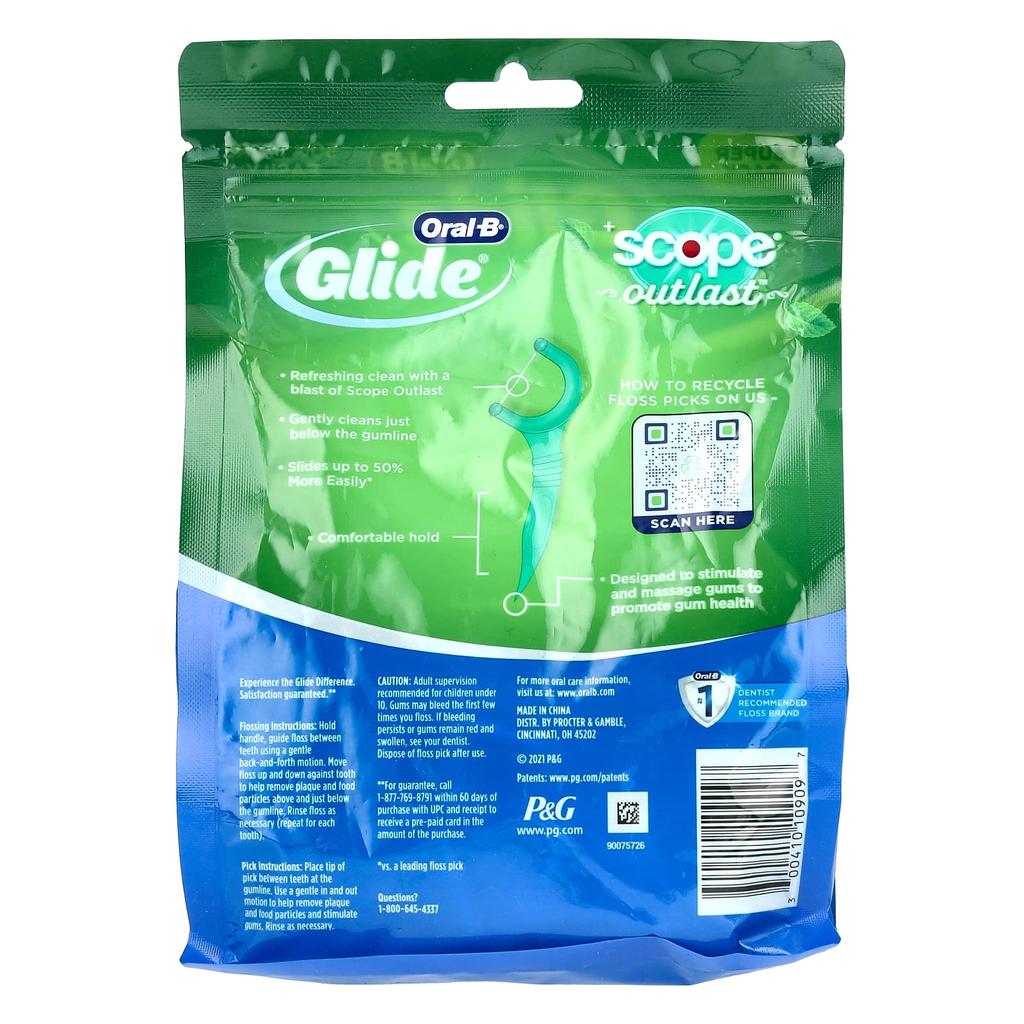 Oral-B Glide, Одноразовая зубная нить, Scope Outlast, 225 штук