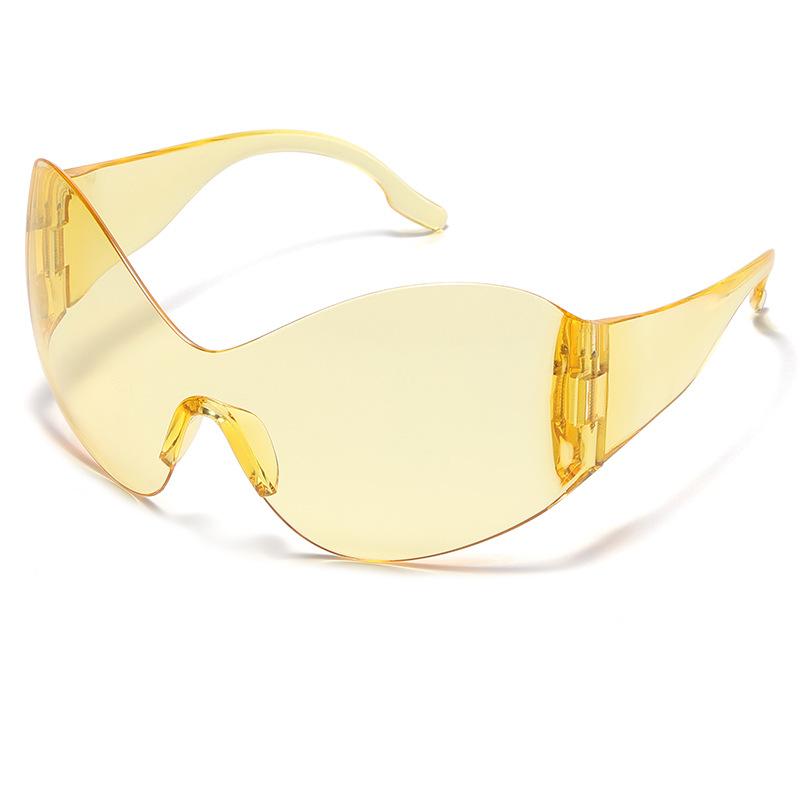 Европейские и американские новые солнцезащитные очки для горячих девушек, футуристические цельные солнцезащитные очки в стиле тысячелетия, солнцезащитные очки без оправы