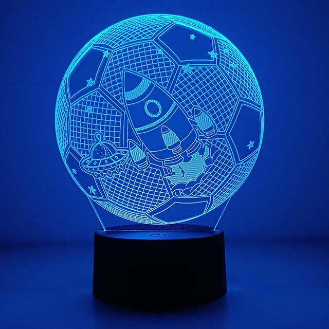 Футбол и Космический корабль LED 3D LED ночник 7/16 цветов с изменяемым визуальным освещением, декор для дома в гостиной, креативный ночник