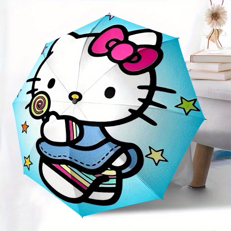 1pc Hello Kitty,Lollipop Automatic Umbrella-Foldable, Durable 8-Bone Design, Compact and Stylish, Great for Camping, Halloween, Christmas, M