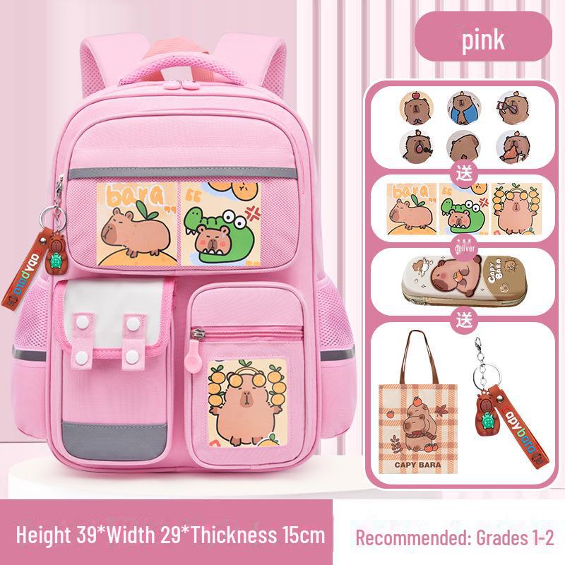 Рюкзак большой вместимости с капибарой для 1-6 классов - Милый и грязеотталкивающий дизайн для мальчиков и девочек