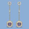 Exquisite Long Tassel Women's Earrings Blue Purple Geometric Epoxy Jewelry Shiny Zircon Handmade Enamel Jewelry