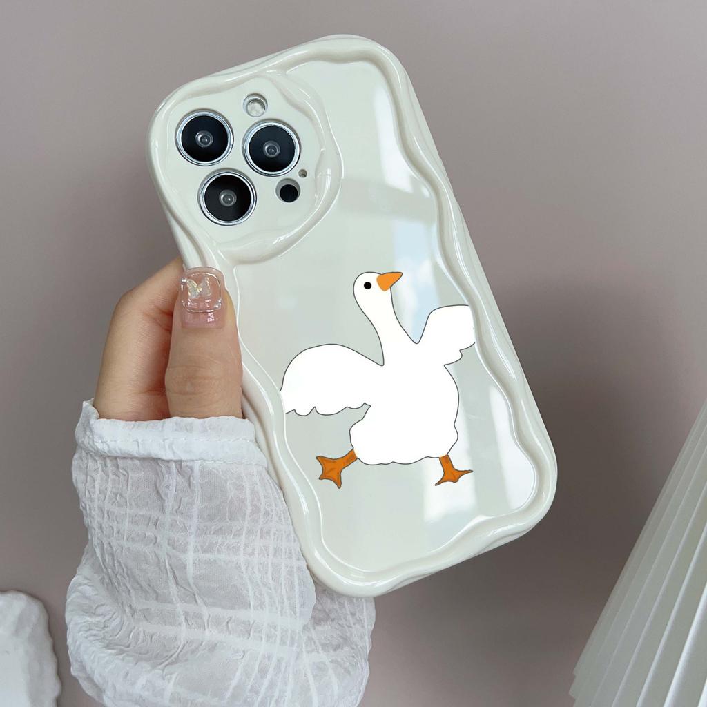 N11 DUCK DUCK Wavy Phone Case for iPhone 15 14 13 Pro Max Samsung S24 S23 Ultra A54 A14 A12 Xiaomi Redmi 13C Huawei Honor Soft Back Cover