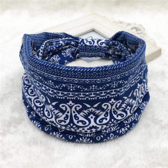 Bohemia Style Yoga Headband Floral Pattern Knot Design Wide Hairband Sweat Absorbing Fitness Sport Headband Head Wrap