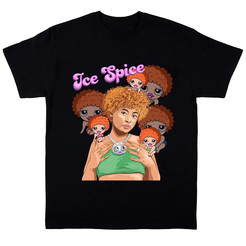 Ice Spice creativity tour graphics 100Cotton shirt unisex Y2k hiphop 2026 Summer Unisexs Oneck Short sleeve Tshirt fan gift