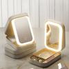 Travel Makeup Bag with LED Mirror USB Rechargeable 3 Colors Adjustable Lighted Vanity Mirror Portable Mini Mirror Cosmetic Case Jewelry Organizer Box