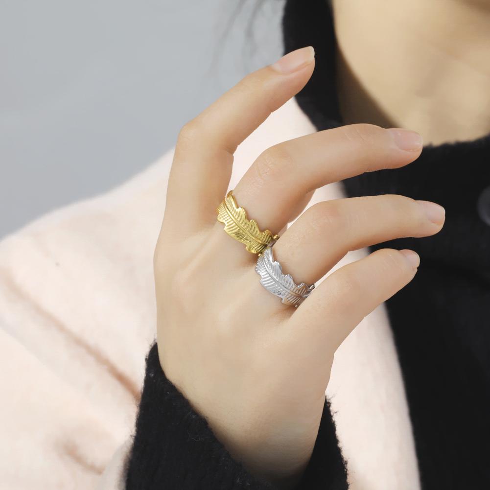Xiaomi Skyrim Fashion Leaves Women Rings Gold Color Stainless Steel Adjustable Engagement Finger Ring Mother Day Gift 2026 Jewelry